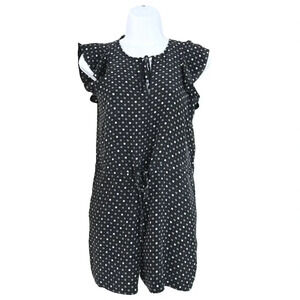 Madewell Petal Play 100% Silk Romper Black Polka Dot Open Back Black  XXS